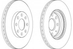 Диск тормозной передний вентилируемый для OPEL CORSA E (X15) 1.2 2014-, код двигателя B12XEL,B12XER, V см3 1229, КВт51, Л.с.69, бензин, Ferodo DDF1304