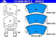 Колодки тормозные дисковые передн, для OPEL ASTRA J (P10) 1.7 CDTI 2009-, код двигателя A17DTR, V см3 1686, кВт 92, л.с. 125, Дизель, Ate 13046056122