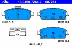 Комплект тормозных колодок, дисковый тормоз для OPEL MOKKA / MOKKA X (J13) 1.4 4x4 2012-, код двигателя A14NET,B14NET, V см3 1364, кВт 103, л.с. 140, бензин, Ate 13046072642