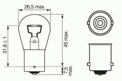 Лампа STANDARD P21W 12V 21W 1987302201 для OPEL AGILA (A) (H00) 1.2 16V 2000-2007, код двигателя Z 12 XE, V см3 1199, кВт 55, л.с. 75, бензин, Bosch 1987302201