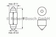 Лампа STANDARD C5W 12V 5W 1987302211 для OPEL VECTRA B универсал (J96) 1.8 i 16V 2000-2003, код двигателя Z18XE, V см3 1796, кВт 92, л.с. 125, бензин, Bosch 1987302211