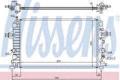 Радиатор охлаждения двигателя для OPEL ASTRA FAMILY (L48) 1.6 2009-, код двигателя Z16XER, V см3 1598, КВт85, Л.с.116, бензин, Nissens 63028A